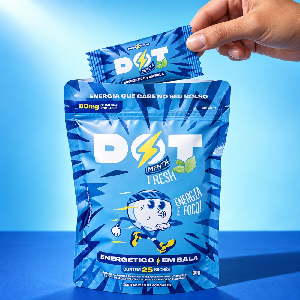 Sachê DOT Menta saindo do pouch